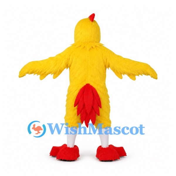 Rooster Mascot Costume in Yellow and Red with Spread Wings