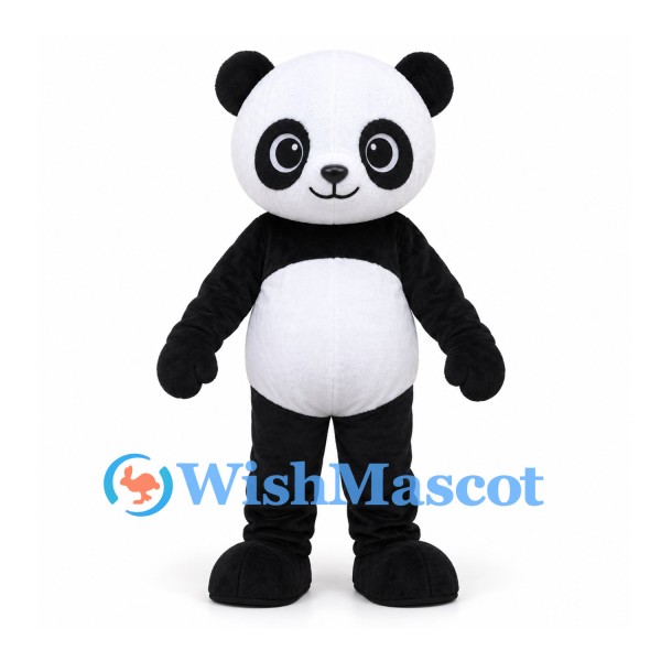 Panda Mascot Costume in Black and White with Large Round Head