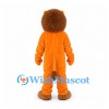 Lion Mascot Costume in Orange with Brown Mane and Small Ears