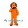 Lion Mascot Costume in Orange with Brown Mane and Small Ears