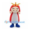 Samurai Character Mascot Costume in Red Helmet and Coat with Gold Crest