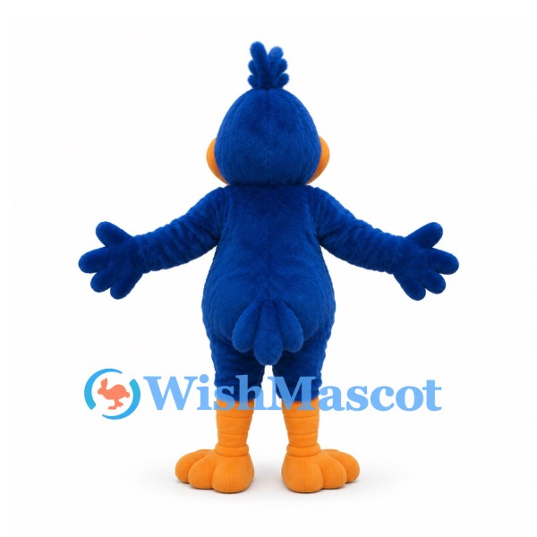 Bird Mascot Costume in Blue with Orange Beak and Feet