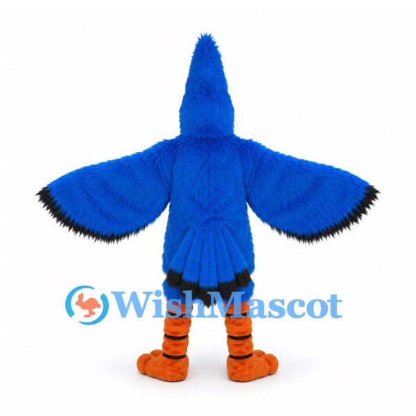 Blue Jay Mascot Costume in Blue with Large Spread Wings