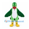 Parrot Mascot Costume in Green with Red Beak and Yellow Feet