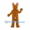 Reindeer Mascot Costume in Brown with White Chest and Orange Antlers