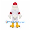 Eagle Mascot Costume in White with Baseball Uniform and Red Cap