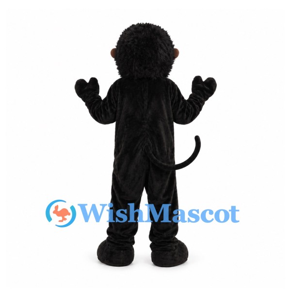 Monkey Mascot Costume in Black with Brown Face and Long Tail
