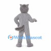 Wolf Mascot Costume in Gray with White Belly and Red Tongue