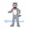 Wolf Mascot Costume in Gray with White Belly and Red Tongue