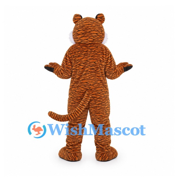 Tiger Mascot Costume in Orange with Fine Black Stripes and White Chest