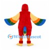 Parrot Mascot Costume in Red with Rainbow Wings