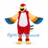 Parrot Mascot Costume in Red with Rainbow Wings