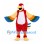 Parrot Mascot Costume in Red with Rainbow Wings