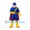 Superhero Mascot Costume in Blue and Yellow with Red Lined Cape