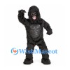 Gorilla Mascot Costume in Black with Muscular Chest and Shaggy Fur