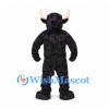 Minotaur Mascot Costume in Black with Horns and Muscular Torso