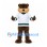 Beaver Mascot Costume in Brown with White Hockey Jersey and Green Trim
