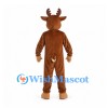 Moose Mascot Costume in Brown with White Belly and Large Antlers