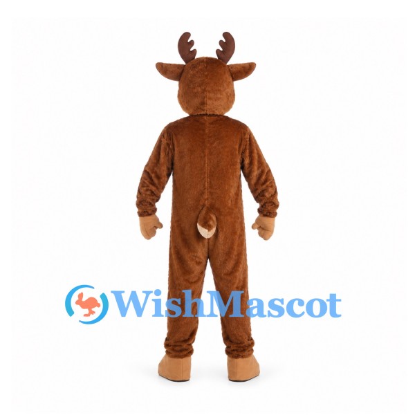 Moose Mascot Costume in Brown with White Belly and Large Antlers