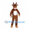 Moose Mascot Costume in Brown with White Belly and Large Antlers