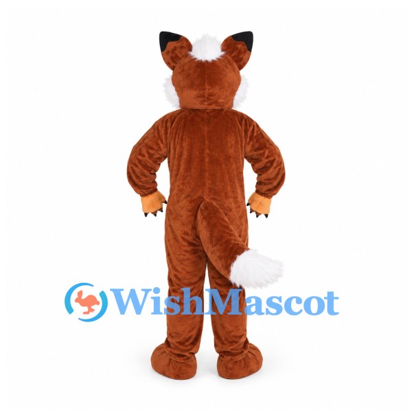 Fox Mascot Costume in Rust Brown with White Chest and Tail Tip