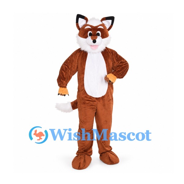 Fox Mascot Costume in Rust Brown with White Chest and Tail Tip