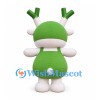 Deer Character Mascot Costume in Green and White with Branch Antlers