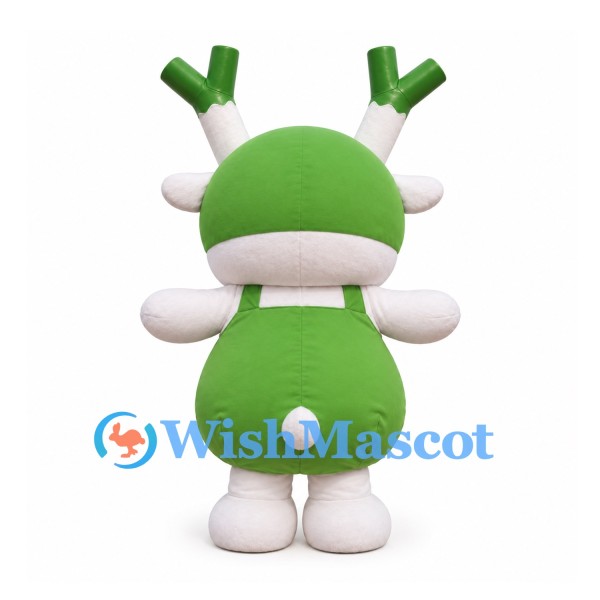 Deer Character Mascot Costume in Green and White with Branch Antlers