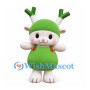 Deer Character Mascot Costume in Green and White with Branch Antlers