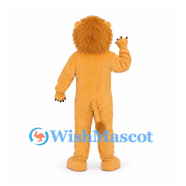 Lion Mascot Costume in Gold with Small Mane and Long Tail