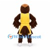 Eagle Mascot Costume in Brown with Yellow Basketball Uniform