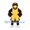 Eagle Mascot Costume in Brown with Yellow Basketball Uniform