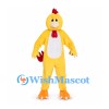 Chicken Mascot Costume in Yellow with White Belly and Red Comb
