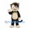 Cat Mascot Costume in Black with Brown Cap and Green Bow Tie