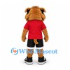Bulldog Mascot Costume in Tan with Red Shirt and Black Shorts