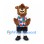Sheep Mascot Costume in Brown with Diamond Pattern Vest and Black Shorts