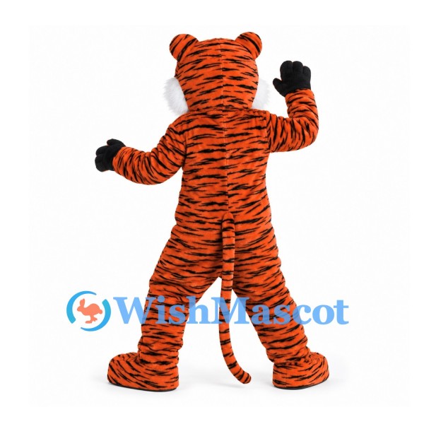 Tiger Mascot Costume in Orange with Black Stripes and White Chest