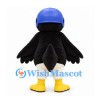 Penguin Mascot Costume in Black and White with Blue Helmet