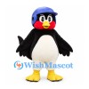 Penguin Mascot Costume in Black and White with Blue Helmet