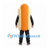 Hot Dog Mascot Costume in Tan Bun with Black Sleeves and Trousers