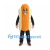 Hot Dog Mascot Costume in Tan Bun with Black Sleeves and Trousers