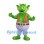 Ogre Mascot Costume in Green with Brown Vest and Gray Trousers
