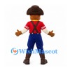 Cowboy Mascot Costume with Brown Beard Red Shirt and Blue Trousers