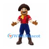 Cowboy Mascot Costume with Brown Beard Red Shirt and Blue Trousers