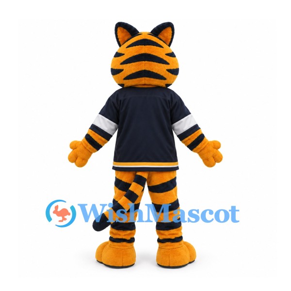 Tiger Mascot Costume in Orange with Navy Sports Jersey