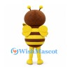 Bee Mascot Costume in Brown and Yellow with Rounded Body and Wings