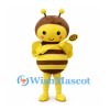 Bee Mascot Costume in Brown and Yellow with Rounded Body and Wings
