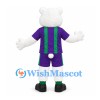 Polar Bear Mascot Costume in White with Purple Sports Uniform and Green Stripes