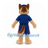 German Shepherd Mascot Costume in Tan with Blue Uniform and Cap