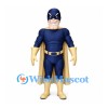 Superhero Mascot Costume in Navy with Gold Cape Gloves and Boots